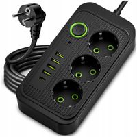 PRZEDŁUŻACZ LISTWA ZASILAJĄCA 2M 3 GNIAZDA 250V + 5x USB WŁĄCZNIK