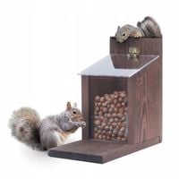 Karmnik Dla Wiewiórek Drewniany Domek Impregnowany Duży Orzechowa