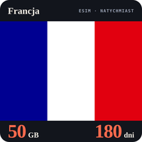 Karta eSIM Internet Francja 50 GB na 180 dni - bez rejestracji