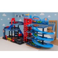 ZABAWKA PARKINGOWA Z NAKLEJKAMI I METALOWYMI AUTKAMI