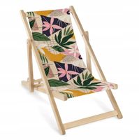 OGRODOWY DREWNIANY LEŻAK DZIECIĘCY Floral Collage z Nadrukiem Regulowany