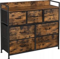 Komoda loft rustykalny brąz czarna stalowa szuflady nowoczesna 98x85 cm