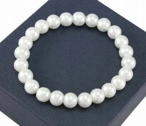 KOMPLET 3 CŻĘŚCIOWY ELEGANCKI BIAŁE PERŁY 8 mm na Arena.pl