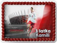 PROSTOKĄTNY OPŁATEK NA TORT A4 20x29CM - LEWAND.OWSKI + IMIĘ