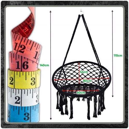 Czarna czarne Bocianie gniazdo huśtawka + PIKOWANA Poduszka XXL + 2 Zestawy na Arena.pl