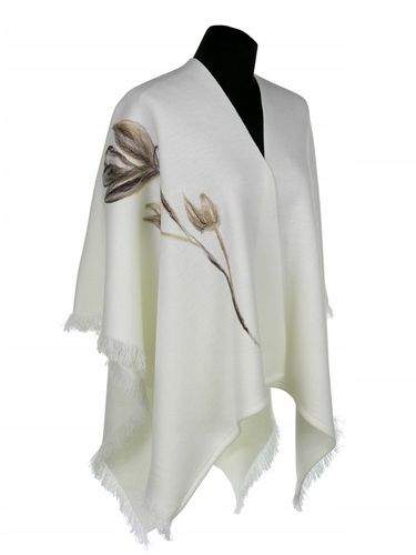 PONCZO CHUSTA Z HAFTEM KREMOWE ECRU R. UNI 42 - 56 na Arena.pl