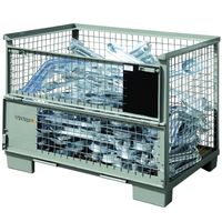skrzyniopaleta metalowa siatkowa epal ze ścianką składaną