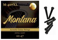 STRUNY DO GITARY AKUSTYCZNEJ MONTANA + GRATIS ZESTAW KOŁECZKÓW MOSTKA 6SZT