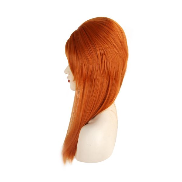 Peruka Damska Długa Ruda Prosta z Grzywką Retro Vintage 50 cm Cosplay zdjęcie 4