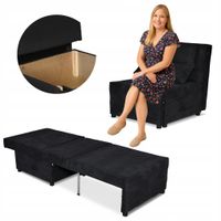Fotel rozkładany funkcja spania KIMO pojemnik pościel czarny