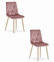 Krzesło LIBRA - różowy aksamit / nogi kolor drewna x 2