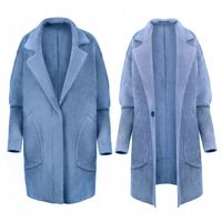 PŁASZCZ ALPAKA KOŁNIERZ WEŁNA KOLOR BABY BLUE