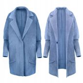 PŁASZCZ ALPAKA KOŁNIERZ WEŁNA KOLOR BABY BLUE