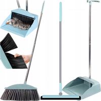 Zestaw do sprzątania plastikowy wielokolorowy z miotłą i szufelką