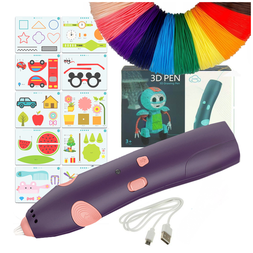 długopis drukarka 3d pen bezpieczny zestaw + wzory fioletowy na Arena.pl