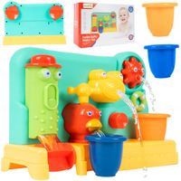 ZABAWKA DO KĄPIELI PANEL Z ZABAWKAMI KOŁOWROTEK KUREK PRZYSSAWKI 2 KUBECZKI