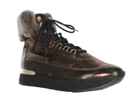 Högl Botki damskie - Ocieplane, futerko - rozmiar 36 - Brązowe lakierowane