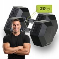 Hantel ogumowany Żeliwny XTREXO Hex 20 kg ANTYPOŚLIZGOWY DO ĆWICZEŃ