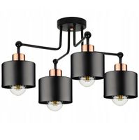 LAMPA SUFITOWA WISZĄCA LOFT NOWOCZESNA METALOWA ŻYRANDOL 4x E27 CZARNA