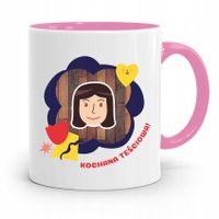 Kubek Różowy Prezent Dla Kochanej Teściowej Z Nadrukiem Ze Zdjęciem