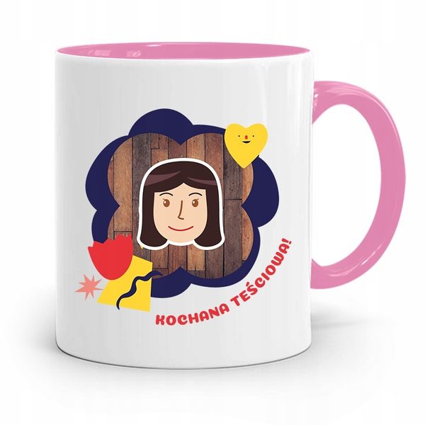 Kubek Różowy Prezent Dla Kochanej Teściowej Z Nadrukiem Ze Zdjęciem zdjęcie 1