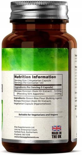 Bacopa Monnieri 120 Kapsułek po 500mg Rise Supplements na Arena.pl