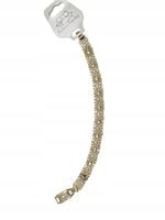 Piękna ażurowa bransoletka Kwiatki z cyrkonią miedź pozłacana 17+2 cm