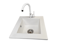 Zlewozmywak jednokomorowy FRENIT 12 biały + bateria NOON