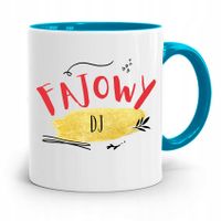 Dla Dja Muzyka Kubek Błękitny Fajowy Dj Prezent Z Nadrukiem Ze Zdjęciem