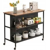 Stół barowy mobilny na kółkach 2 półki