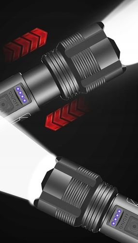 METALOWA Latarka Taktyczna LED Akumulatorowa MOCNA Szperacz Reflektor +Zoom na Arena.pl