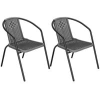 Krzesło ogrodowe 2 szt. plecione na taras metalowe szare zestaw
