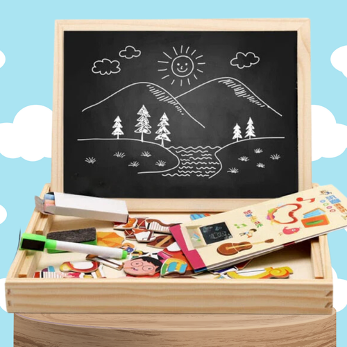 tablica magnetyczna suchościeralna kredowa farma dla dzieci pudełko j na Arena.pl