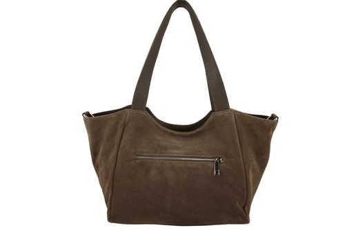 Torebka damska zamszowa typu worek - Beżowa ciemna na Arena.pl