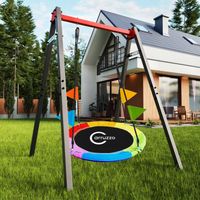 HUŚTAWKA OGRODOWA WISZĄCA DLA DZIECI BOCIANIE GNIAZDO WYTRZYMAŁA + FLAGI