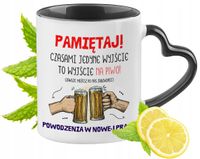 Pożegnanie Z Pracy Kubek Czarny Z Uszkiem W Kształcie Serca Na Prezent