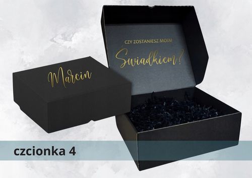 Pudełko box CZARNE czy zostaniesz ŚWIADKIEM Świadkową ślub prezent WZORY na Arena.pl