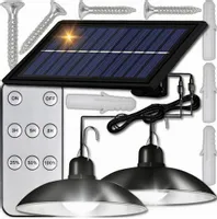 LAMPA SOLARNA LED PODWÓJNY ŻYRANDOL WISZĄCY OSOBNY PANEL 2x LAMPY OGRODWE