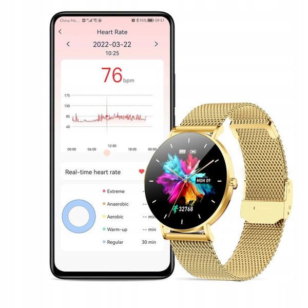 Smartwatch Zegarek Damski Złoty Manta Alexa LUX GOLD 2 Paski menu PL zdjęcie 11