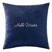 Poszewka dekoracyjna z haftem CS-06 43x43 Hello Winter granatowa
