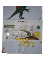 Komplet pościeli Smukee 160 x 200 cm biały dinozaury