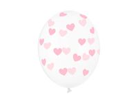 Balony przezroczyste jasnoróżowe serduszka, 30 cm 3 szt.