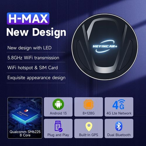 HEYINCAR Carplay Adapter bezprzewodowy Android Auto 8/128G YouTube SIM WIFI na Arena.pl