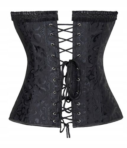 Gorset CZARNY wiązany MODELUJĄCY talię + stringi WYSZCZUPLAJĄCY brzuch M na Arena.pl