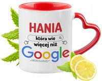 Dla Hani Kubek Czerwony Z Uszkiem W Kształcie Serca Na Prezent Z Nadrukiem