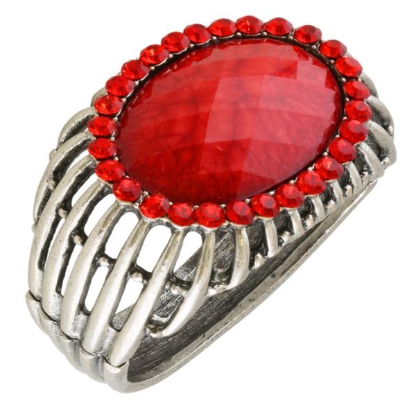 Bransoletka srebrna z czerwonymi kamieniami zdjęcie 1