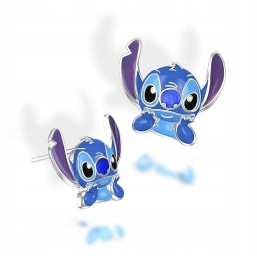Pr.925 Srebrne bajkowe kolczyki Stich dla dziewczynki - HIT kolorowy Stitch na Arena.pl