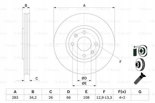 TARCZA HAM PRZOD 283X26 V BOSCH na Arena.pl