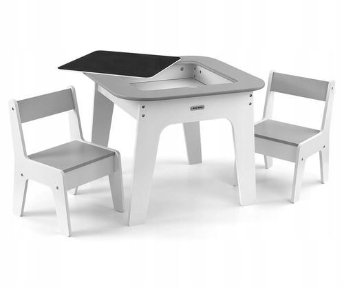 Stolik drewniany z krzesłami BIAŁY dzieci Zabawa Nauka Olaf Milly na Arena.pl