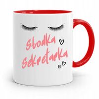 Kubek Czerwony Prezent Dla Słodkiej Sekretarki Z Nadrukiem Ze Zdjęciem